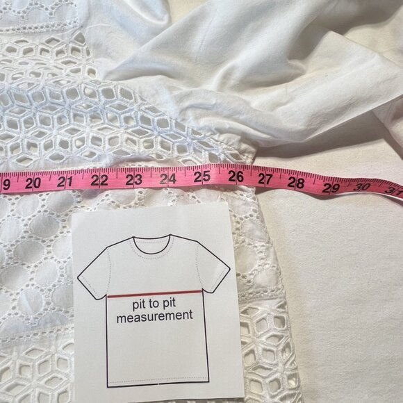 🤍 White Eyelet Blouse Coastal Grandma Minimalist 100% Cotton 3X - Picture 9 of 11